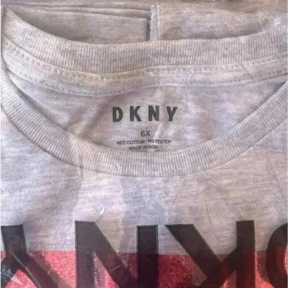 DKNY Girls' Fashion Long Sleeve T-Shirt  Gray Pink Sparking size 5t and Size 6x - Picture 4 of 12
